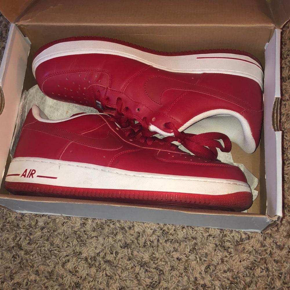 Red and White Air Force 1s